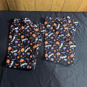Black and orange Halloween print pajama pants/leggings (2 for 1) Size Large